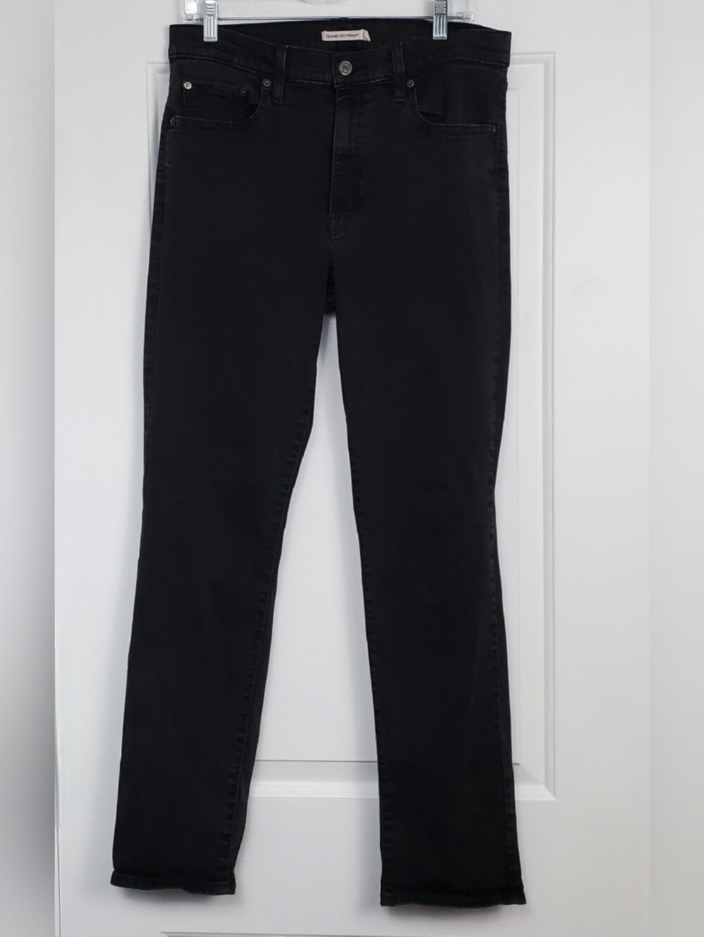 Levis Womens 724 High Rise Straight Black Denim Jeans - Size 33 - EUC